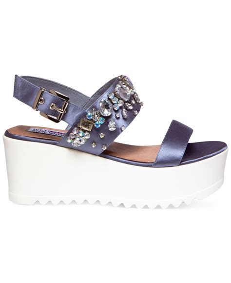 Lyst Steve Madden By Iggy Azalea Ono Bling Flatform Wedge Sandals In Blue