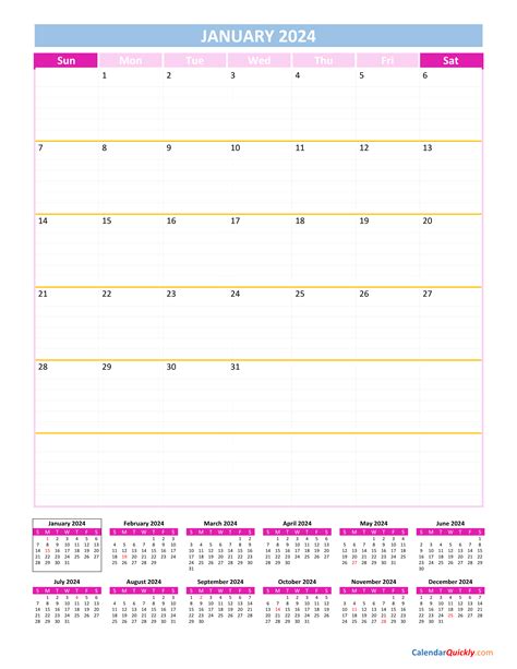 Calendar For 2024 Printable 2024 Yearly Editable Word Calendar