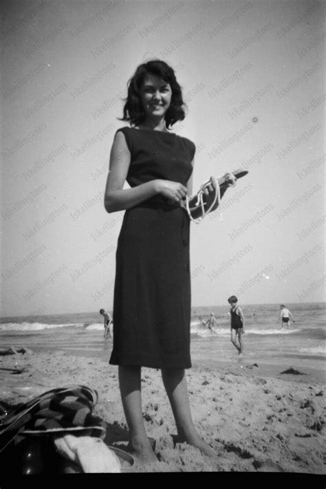 S Candid Of Pretty Woman On Beach B W Negative Li