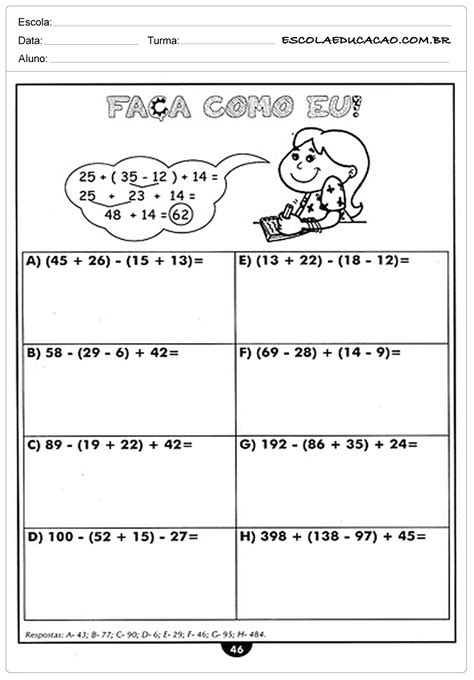 Matematica 4 Ano Atividade