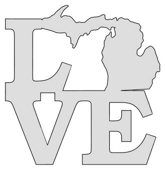 Michigan Map Outline Printable State Shape Stencil Pattern Diy