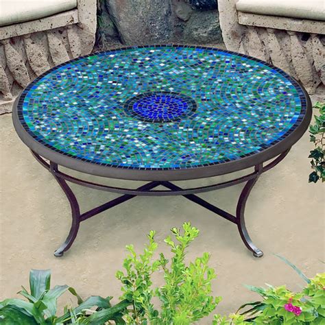 Opal Glass Mosaic Coffee Table Knf Designs Iron Accents