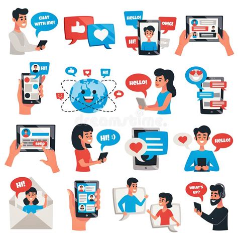 Electronic Communication Devices Icons Set Stock Vector Illustration