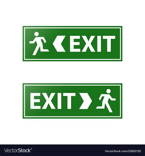 Green Emergency Exit Sign Royalty Free Vector Image
