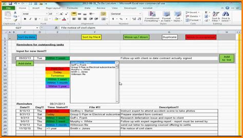 Excel Spreadsheet Task List Template — Db