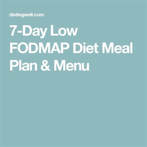 7 Day Low Fodmap Diet Meal Plan And Menu