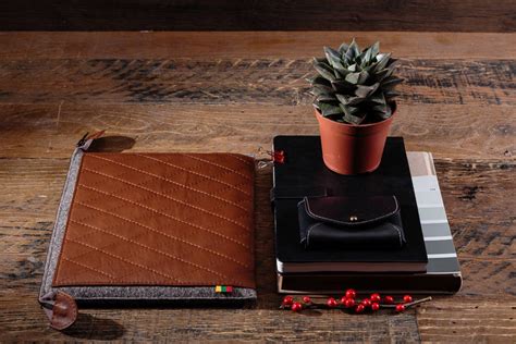 Genuine Leather Tablet Sleeve Black Leather Ipad Case Wool Etsy
