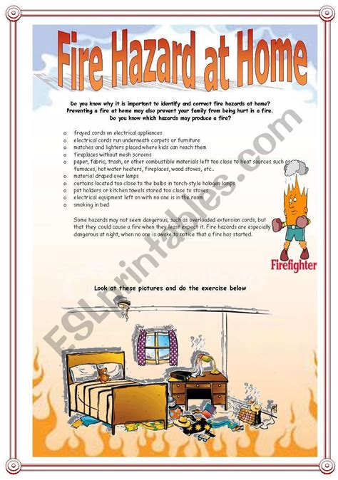 Fire Hazard At Home Esl Worksheet By Damielle Fire Hazard