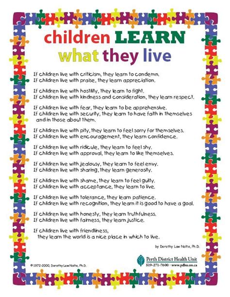 Children Learn What They Live Kids Learning Learning
