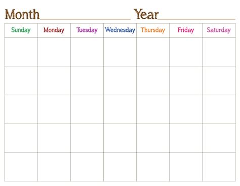 Encourage your child to put the printable calendar page in a visible and accessible place in the house so she can see the calendar daily. 6 Best Blank Printable Calendar - printablee.com