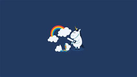 Humor Rainbows Unicorns Clouds Minimalism Simple