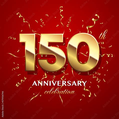 150th Anniversary Celebration Logo Design With Golden Numbers And Text
