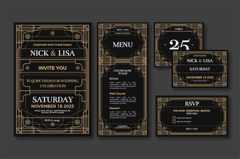 Free Vector Wedding Stationery Set Template