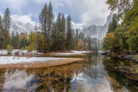 Download Wallpaper First Snow On The Merced River Tuolumne Meadows