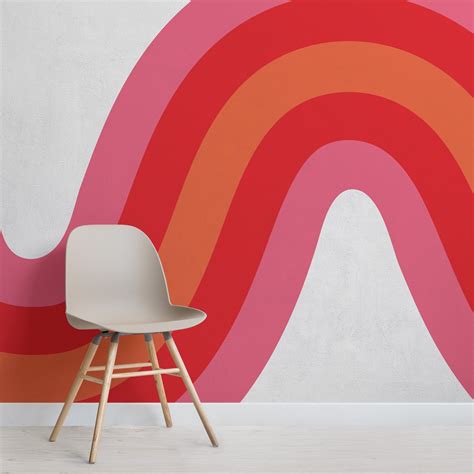 Pink And Orange Retro Wave Wallpaper Mural Hovia Ideas De Pintura De