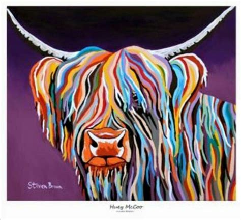 Colourful Coo Highland Cow Art Highland Cow Canvas Highland Cattle