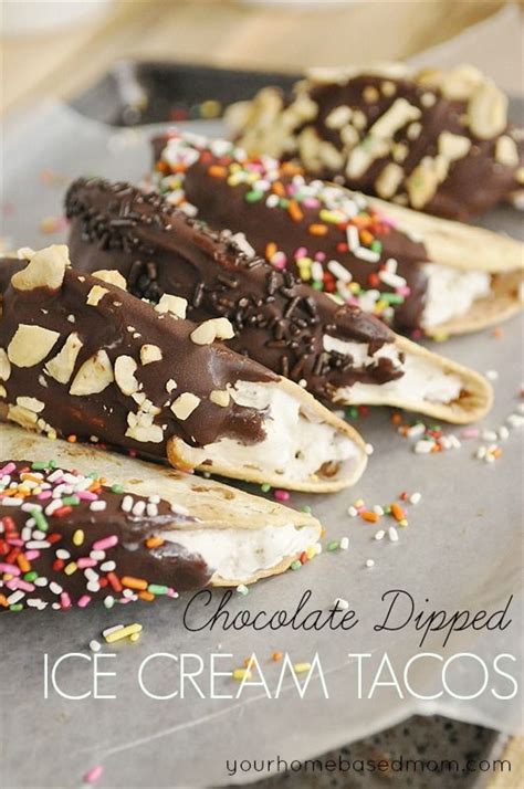 Chocolate Dipped Ice Cream Tacos Köstliche Desserts Frozen Desserts
