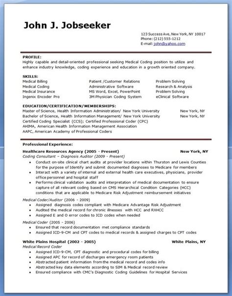 Include your full name, email address, phone number, and, optionally, your street address. Medical Billing and Coding Resume | Billing and coding ...