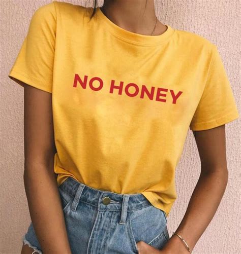 Unisex Casual Aesthetic Tee No Honey T Shirt Tumblr Red Letter Harajuku