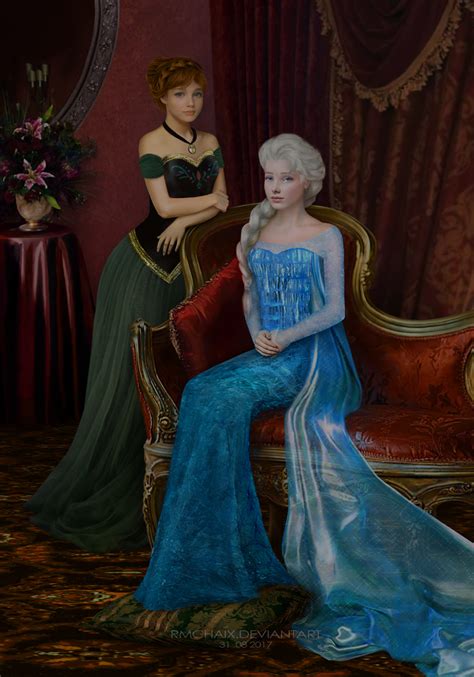 Elsa And Anna Frozen Portrait By Rmchaix On Deviantart