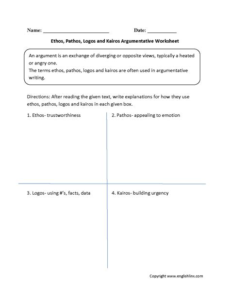 Ethos Pathos Logos Practice Worksheet