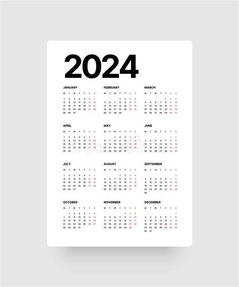 Calendar 2024 Template 12 Months Yearly Calendar Set In 2024 Planner