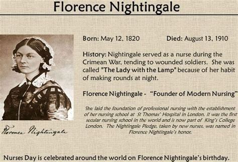 Thanks to florence's work and achievements, people's view of nursing was transformed and it became a respectable profession for women. FLORENCE NIGHTINGALE - HEART OF ENGLAND