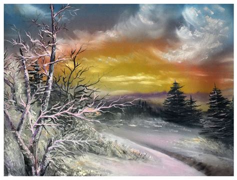 Purple Winter Landscape Oil Painting By Marinapacurar On Deviantart