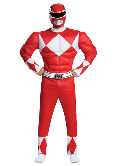 Adult Power Rangers Red Ranger Muscle Costume Power Rangers Costumes