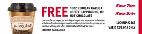 Free 16oz Regular Karuba Coffee Cappuccino Or Hot Chocolate Tout