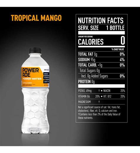 Powerade Power Water Tropical Mango Zero Sugar Zero Calorie Ion4