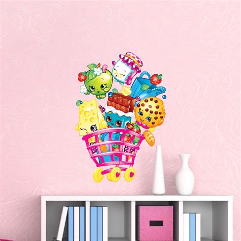The contemporary design and color palette of this wall sticker complements modern spaces and updates more traditional decor. Girls Shopkin Bedroom Wall Decals - Girl Wall Decal Murals ...