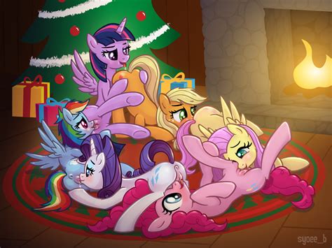 Rule 34 6girls Alicorn Anus Applejack Mlp Ass Blue Eyes Blush Christmas Christmas Tree