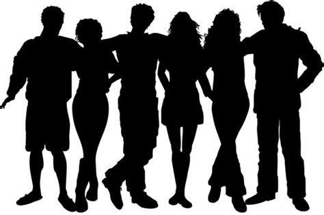 Vector Silhouettes Group Of Friends Vector Silhouettes Free Vector Free