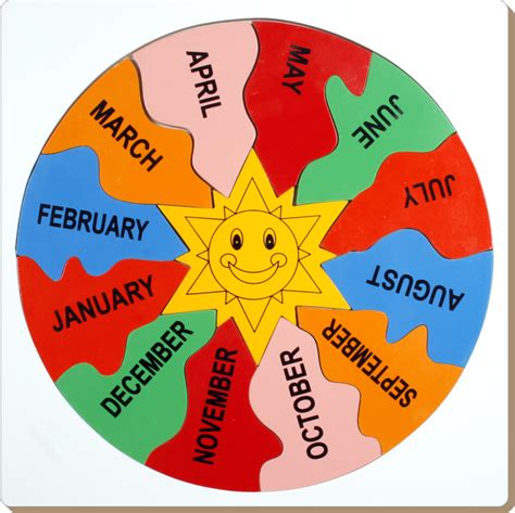 Choose the level of difficulty by changing the number of pieces. Jigsaw Days of Week Wooden Puzzle