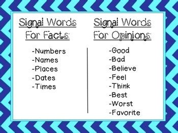 Buying signals also incorporate any action a prospect may take that demonstrates purchase intent. Fact and Opinion Signal Words by Sophia Stamas | TpT
