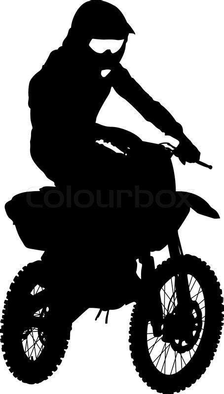 Stock Vector Of Black Silhouettes Motocross Rider On A Motorcycle