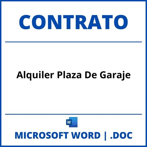 Contrato De Alquiler De Plaza De Garaje Word
