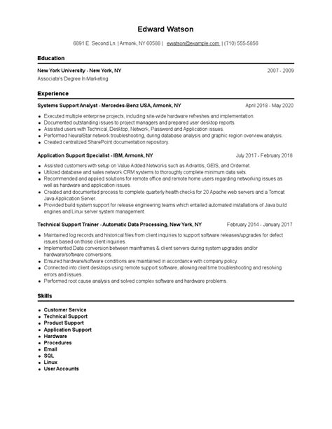Systems Support Analyst Resume Examples And Tips Zippia