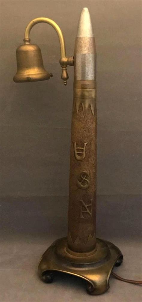 Vintage Us Navy Trench Art Lamp Made Out Of A 40mm Mk2