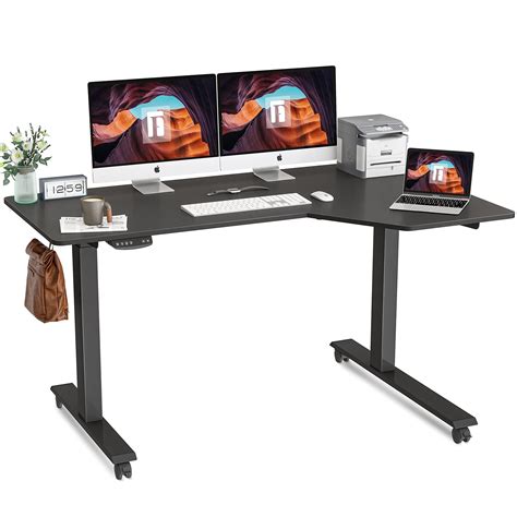 Buy Fezibo Reversible L Shaped Electric Standing Desk 55 Inch Height