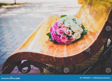 Wedding Bouquet Of Multicolored Roses Stock Image Image Of Pink