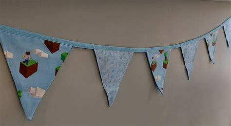Minecraft Theme Handmade Bunting 25 Meters With 9 Flags Etsy Uk