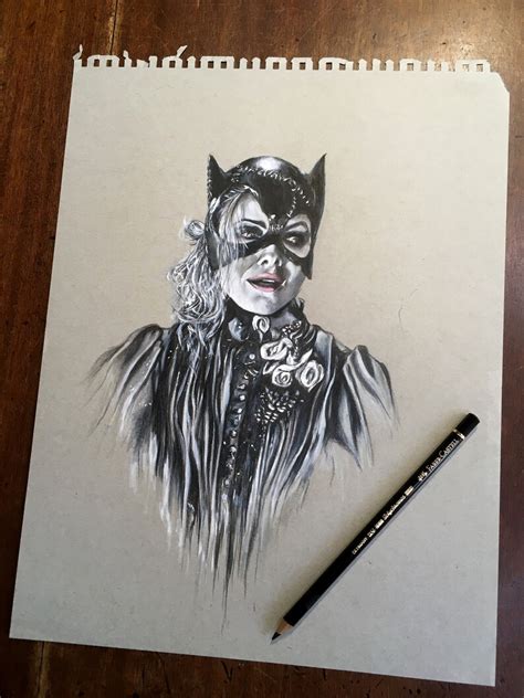 Catwoman Original Drawing Batman Drawing Catwoman Fan Art Etsy