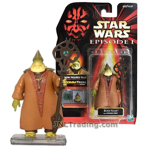 Star Wars Year 1998 The Phantom Menace Series 4 Inch Tall Figure Boss Nass With Gungan Staff