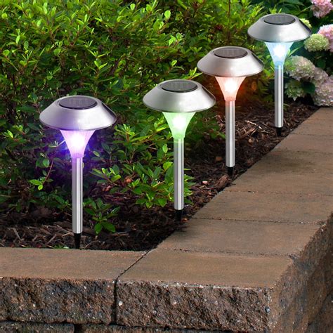 Brand New Solarek Stainless Steel Color Changing 2 Led Solar Lawn