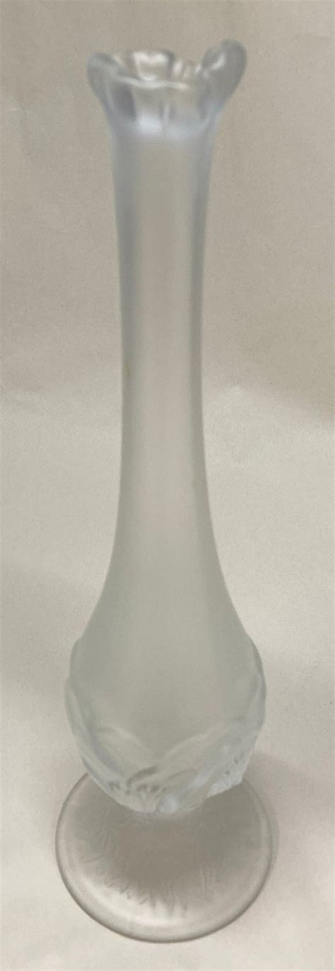 Vintage Fenton Frosted Glass Bud Vase 10 Etsy