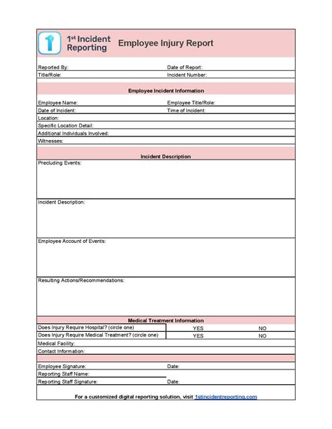 Printable Injury At Work Forms Printable Forms Free Online