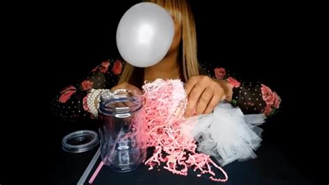 chewing gum blowing bubbles popping and crafting asmr many triggers youtube