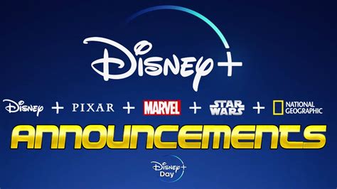 All Disney Plus Day Announcements Disney Pixar Marvel Star Wars National Geographic Youtube
